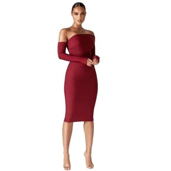 ALIEVA Shiva Bandage Dress - Maroon XL NWT - Picture 2 of 4